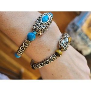 South Western Bracelets Stretchy costume jewelry faux turquoise (2) New!